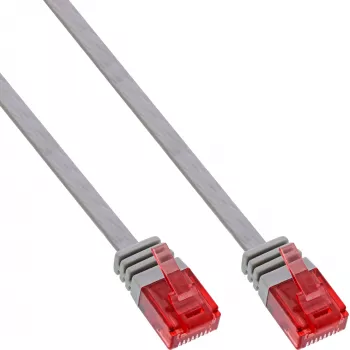 InLine litteä ultraslim-patchkaapeli U/UTP Cat.6 gigabitin tuki harmaa 0,5 m
