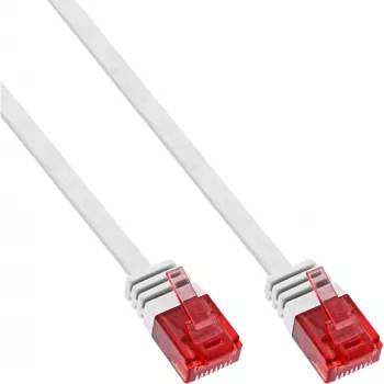 InLine litteä ultraslim-patchkaapeli U/UTP Cat.6 gigabitin tuki valkoinen 0,5 m