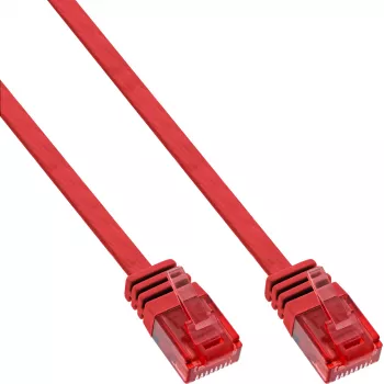 InLine litteä ultraslim-patchkaapeli U/UTP Cat.6 gigabitin tuki punainen 1 m