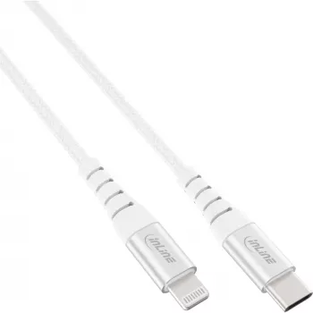 InLine USB-C - Lightning -kaapeli, iPad, iPhone, iPod, hopea/alumiini, 1 m