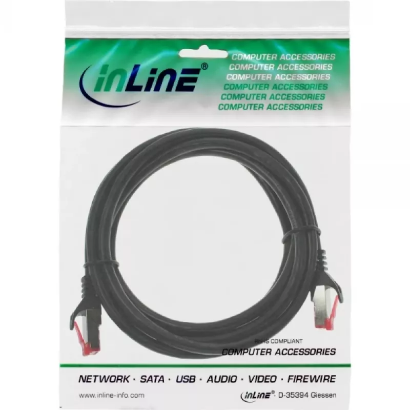 InLine kytkentäkaapeli S/FTP PiMF Cat.6 250MHz PVC kupari musta 25m
