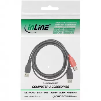 USB 2.0 Y-kaapeli 2x Type-A-uros / naaras InLine 34510Z 0,2 m