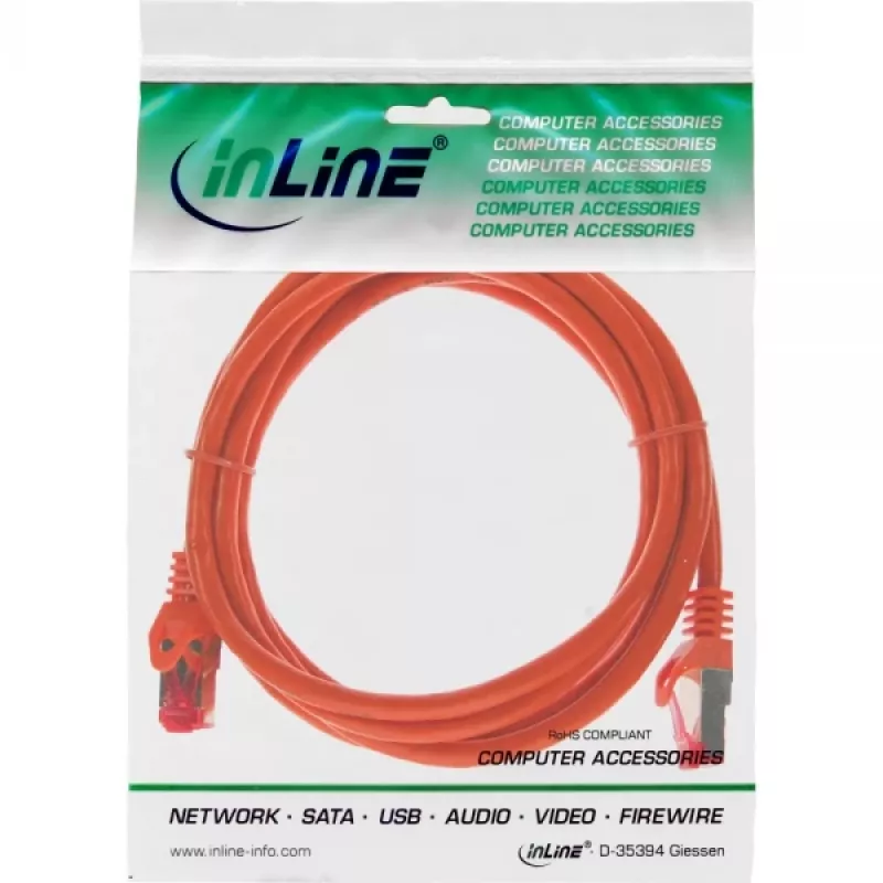 InLine kytkentäkaapeli S/FTP PiMF Cat.6 250MHz PVC kupari oranssi 25m