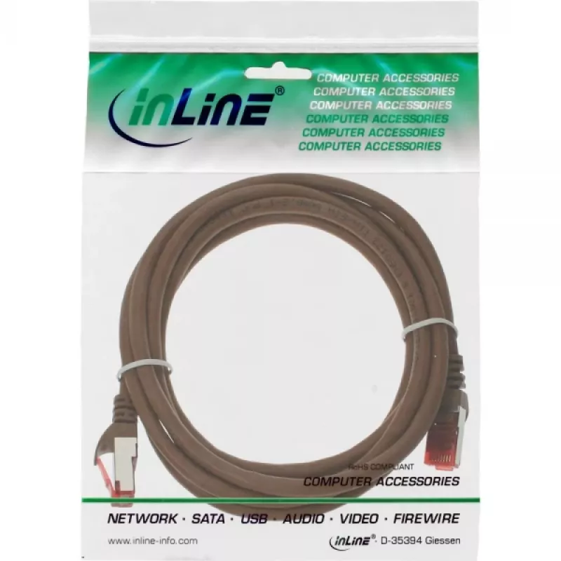 InLine kytkentäkaapeli S/FTP PiMF Cat.6 250MHz PVC kupari ruskea 25m