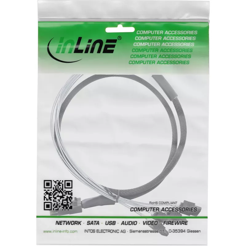 InLine SAS-kaapeli Mini SAS SFF8087 4x SATA suora OCR 1 m