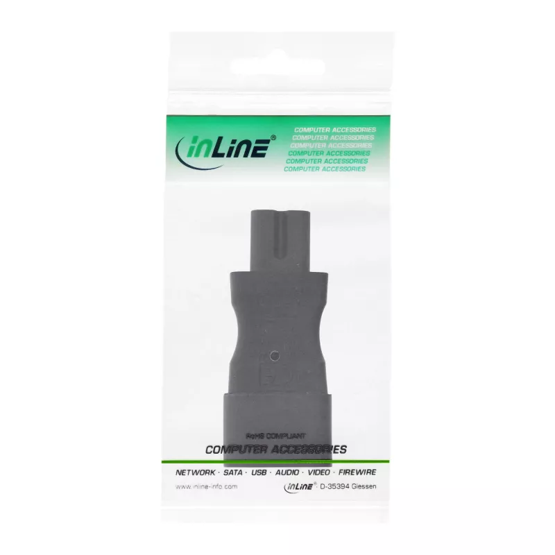InLine verkkoadapteri IEC 60320 C14 - C7, 3-napainen IEC-tulo 2-napaiseen
