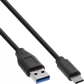 USB 3.2 -kaapeli InLine B-35711 Type-C–A, 1 m, 10 Gbit/s, musta