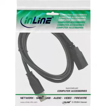 InLine B-35610 USB 3.2 -jatkokaapeli A uros/naaras, musta, 1 m, 80 kpl irtopakkaus