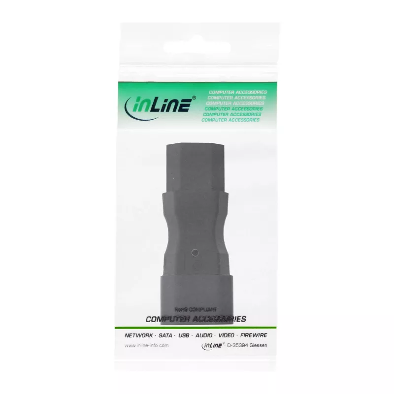 InLine verkkosovitin IEC 60320 C14–C13, 3-napainen, kylmälaiteuros