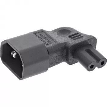 InLine virtalähdesovitin IEC 60320 C14 / C7, vasen/oikea kulma, 3-napaisesta 2-napaiseen