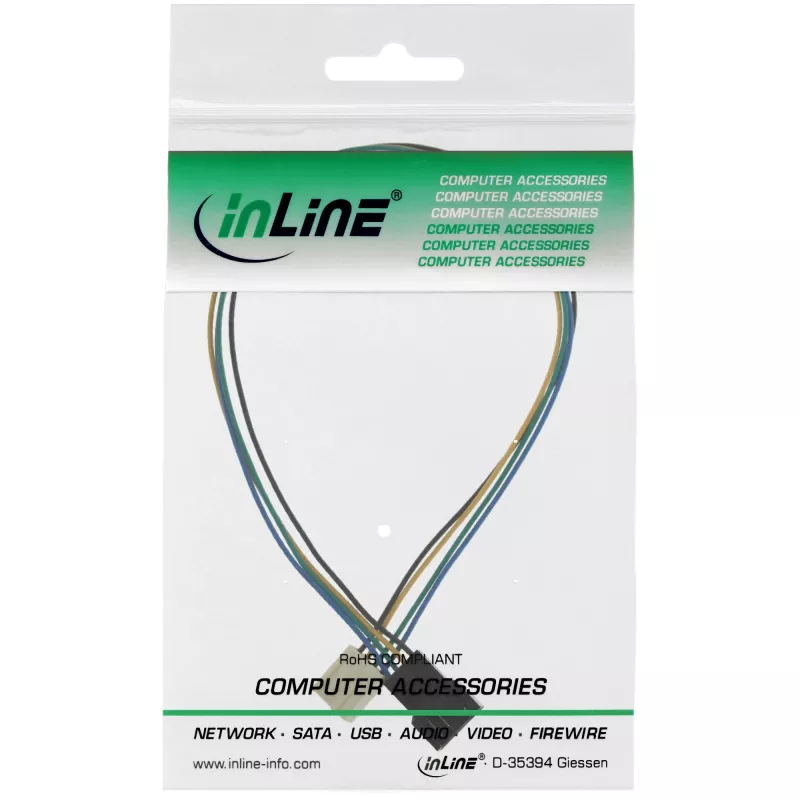 InLine tuuletinkaapelin jatko 4-pin Molex pistoke/liitin 0,30 m