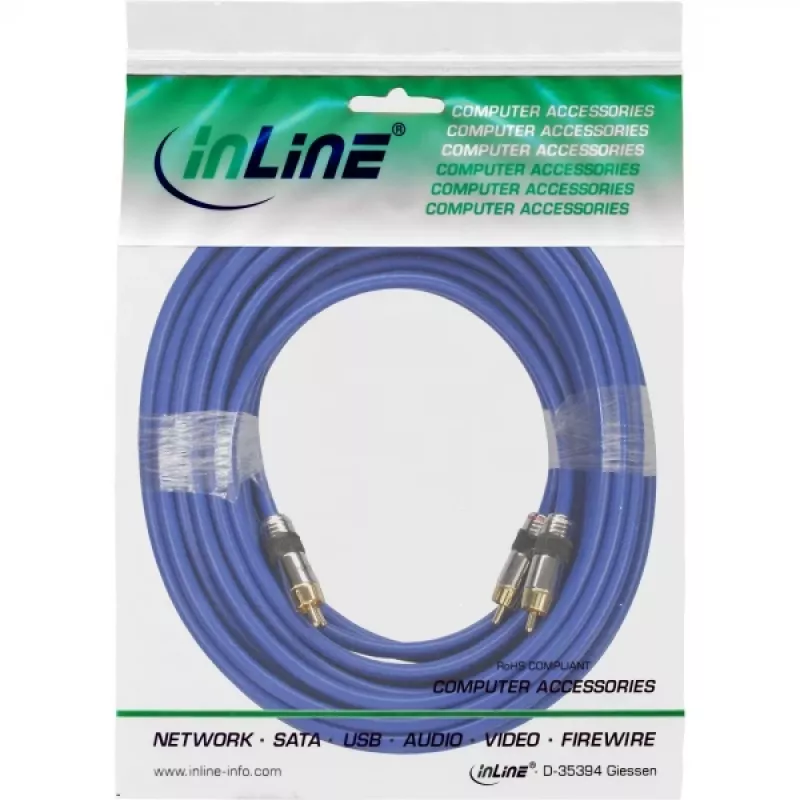 InLine Premium RCA -audiokaapeli 2x RCA-pistoke/pistoke kullattu 10 m