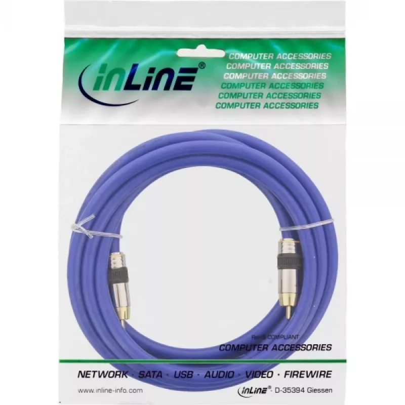 InLine Premium RCA -video- ja digitaaliaudiokaapeli RCA-pistoke/pistoke kullattu 3 m