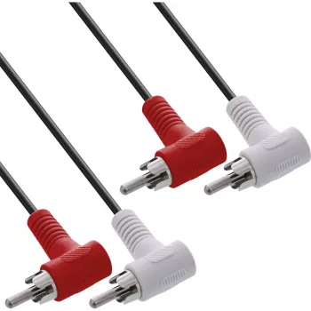 InLine audiokaapeli 2x RCA uros/uros kulmikas 1,2 m musta 89929 Intos