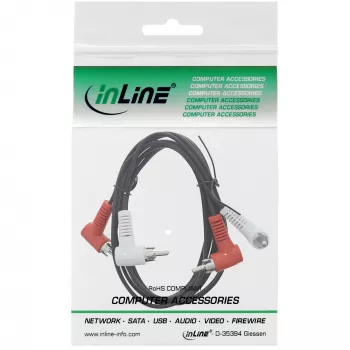 InLine audiokaapeli 2x RCA uros/uros kulmikas 1,2 m musta 89929 Intos