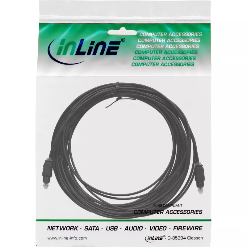 InLine optinen audiokaapeli Toslink-pistoke/pistoke 3 m, Toslink, pistoke, Toslink, pistoke, 3 m, musta