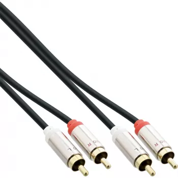 InLine ohut audiokaapeli 2x RCA uros/uros, stereo, 0,5 m, 2 x RCA, pistoke, 2 x RCA + USB, pistoke, 0,5 m, musta