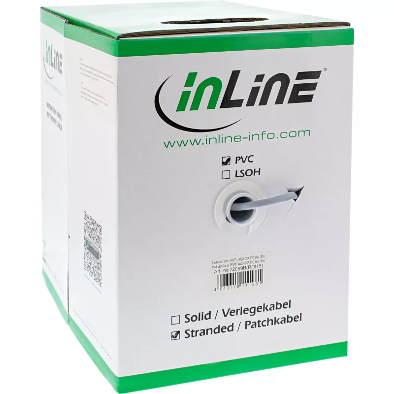 InLine verkkokaapeli SF/UTP Cat.5e AWG26 CCA PVC harmaa 100 m