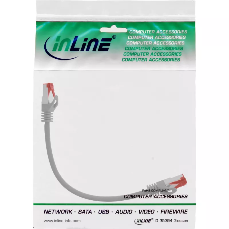 InLine patch-kaapeli S/FTP PiMF Cat.6 250MHz PVC kupari harmaa 0,3 m