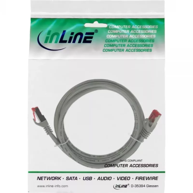 InLine patch-kaapeli S/FTP PiMF Cat.6 250MHz PVC kupari harmaa 0,25 m