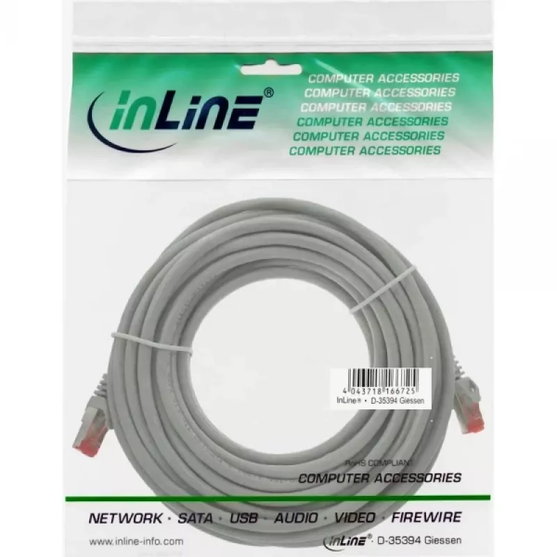 InLine verkkokaapeli S/FTP PiMF Cat.6 250MHz PVC kupari harmaa 7,5m
