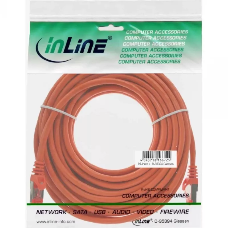 InLine verkkokaapeli S/FTP PiMF Cat.6 250MHz PVC kupari oranssi 20m