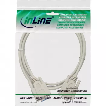 Sarjakaapeli InLine DB9 naaras/naaras suorayhteys 1,80 m beige