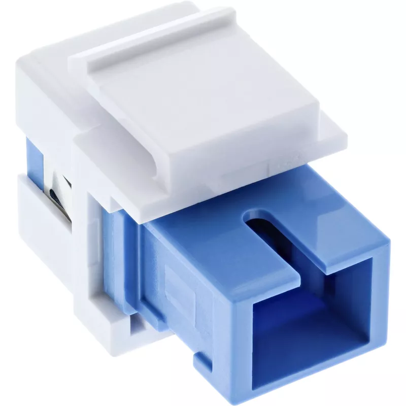 Keystone Snap-in kuituadapteri InLine SC–SC Simplex SM keraamiholkilla, litteä, valkoinen