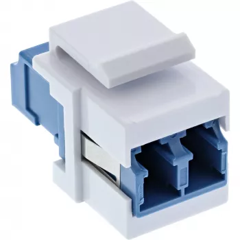 InLine FO Keystone Snap-in -adapteri valkoinen, Duplex LC/LC, SM, keraamiholkki, sininen