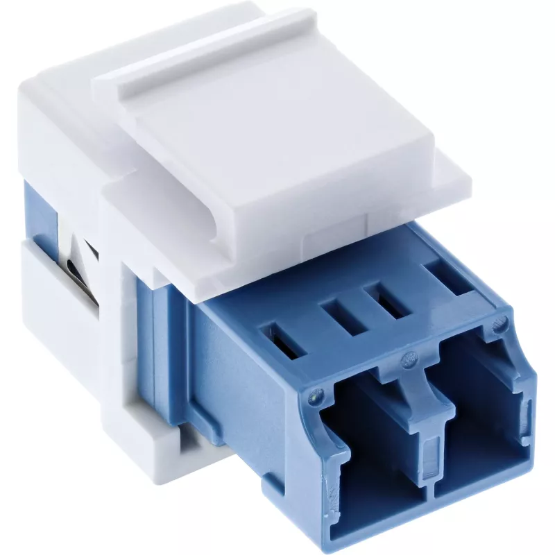 InLine FO Keystone Snap-in -adapteri valkoinen, Duplex LC/LC, SM, keraamiholkki, sininen