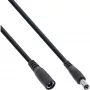 InLine DC-jatkokaapeli, DC-uros/naaras 5,5x2,1 mm, AWG 18, musta 1 m