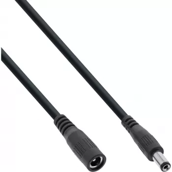 InLine DC-jatkokaapeli, DC-uros/naaras 5,5x2,1 mm, AWG 18, musta 0,5 m