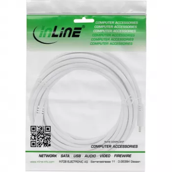 InLine DC-jatkokaapeli, DC-uros/naaras 3,5x1,35 mm, AWG 18, valkoinen 5 m