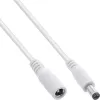 InLine DC-jatkojohto, DC-pistoke/liitin 5,5x2,1 mm, AWG 18, valkoinen 5 m