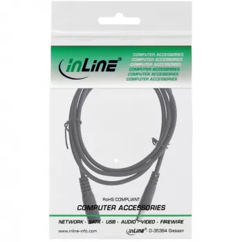 InLine DC-jatkojohto, DC-pistoke/liitin 5,5x2,1 mm, AWG 18, musta 2 m
