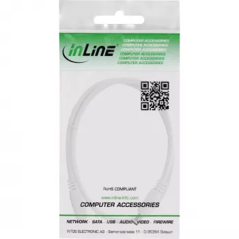InLine DC-jatkojohto, DC-pistoke/liitin 5,5x2,5 mm, AWG 18, valkoinen 1 m