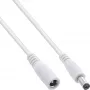 InLine DC-jatkojohto, DC-pistoke/liitin 5,5x2,5 mm, AWG 18, valkoinen 0,5 m