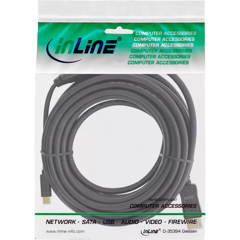 InLine USB-näyttökaapeli, USB-C-pistoke – DisplayPort-pistoke, 7,5 m