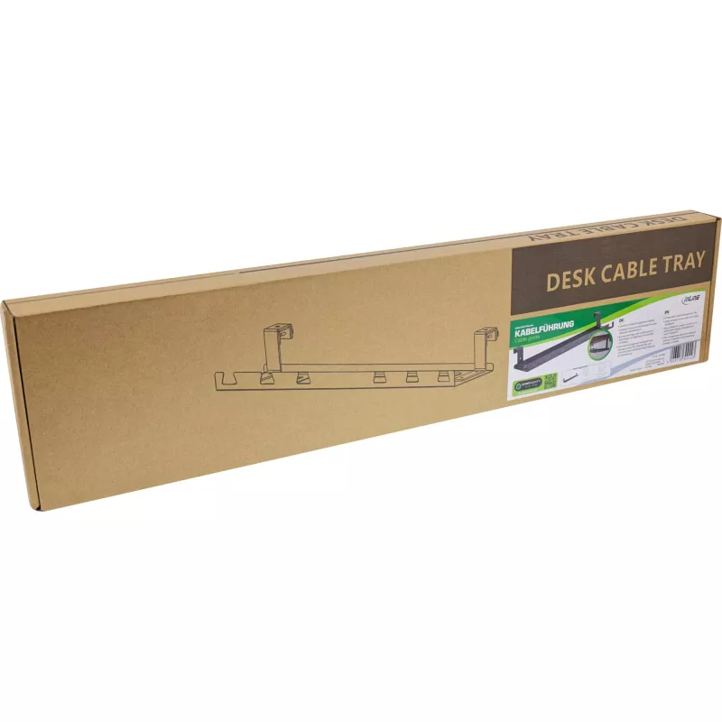 Kaapelikaukalo/-hylly pöydän alle asennettava InLine 131×590×74 mm, musta