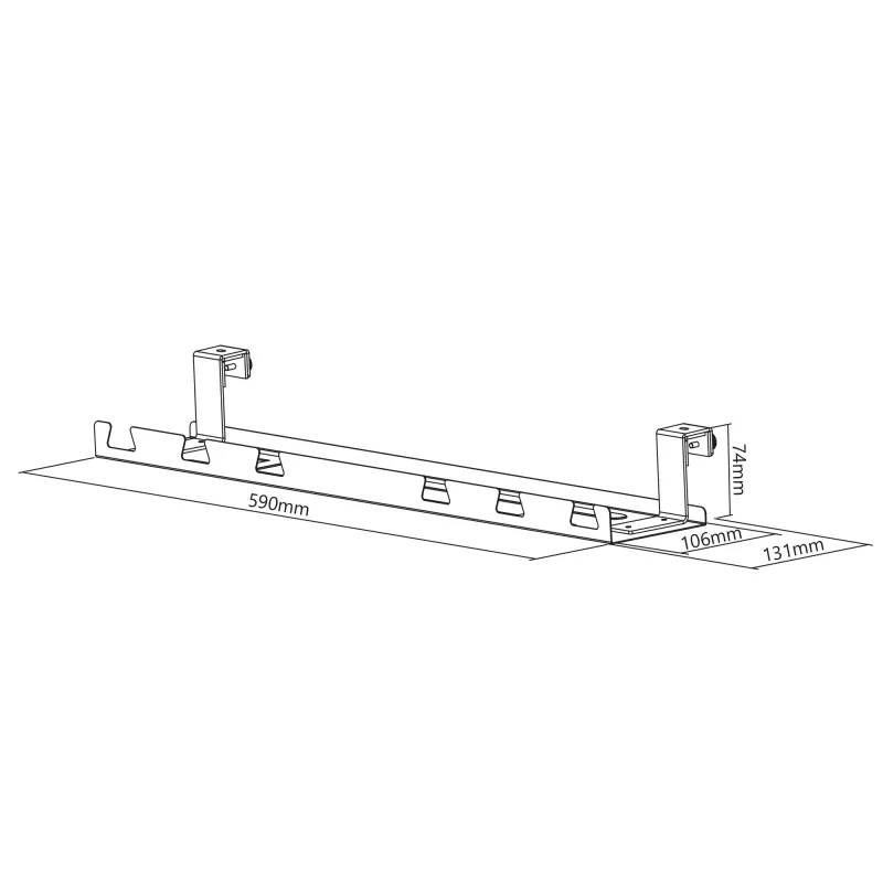 Kaapelikaukalo pöydän alle asennettava InLine 131×590×74 mm harmaa