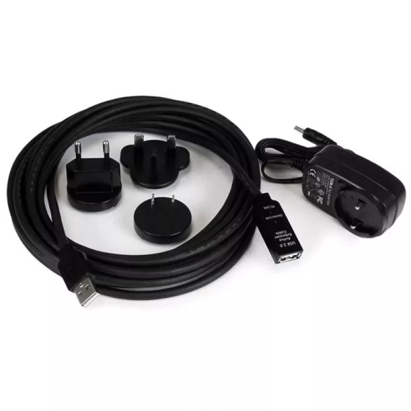 StarTech.com 5 m USB 2.0 aktiivinen jatkokaapeli - M/F, 5 m, USB A, USB A, USB 2.0, pistoke/rasia, musta
