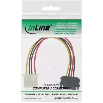 SATA-virtasovitinkaapeli 15-pin rasia / 4-pin pistoke 0,30 m InLine 29669A