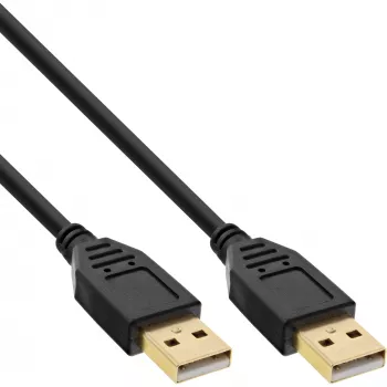InLine USB 2.0 -kaapeli, AM/AM, musta, kullatut kontaktit, 3 m