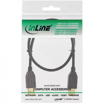 InLine USB 2.0 -kaapeli, AM/AM, musta, kullatut kontaktit, 3 m