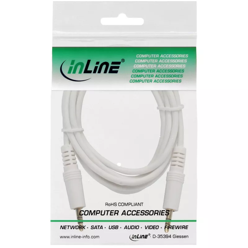 InLine audiokaapeli 3,5 mm klinkki pistoke/pistoke valkoinen/kulta 5 m
