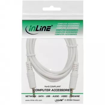 InLine audiokaapeli 3,5 mm klinkki pistoke/pistoke valkoinen/kulta 10 m