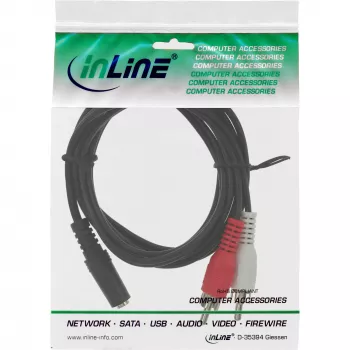 Audiokaapeli 2x RCA-pistoke / 3,5 mm stereo liitäntä 3 m InLine 89940D