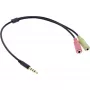 InLine audio-headset-adapterikaapeli 3,5 mm pistoke 4-napainen / 2x 3,5 mm, musta, 1 m