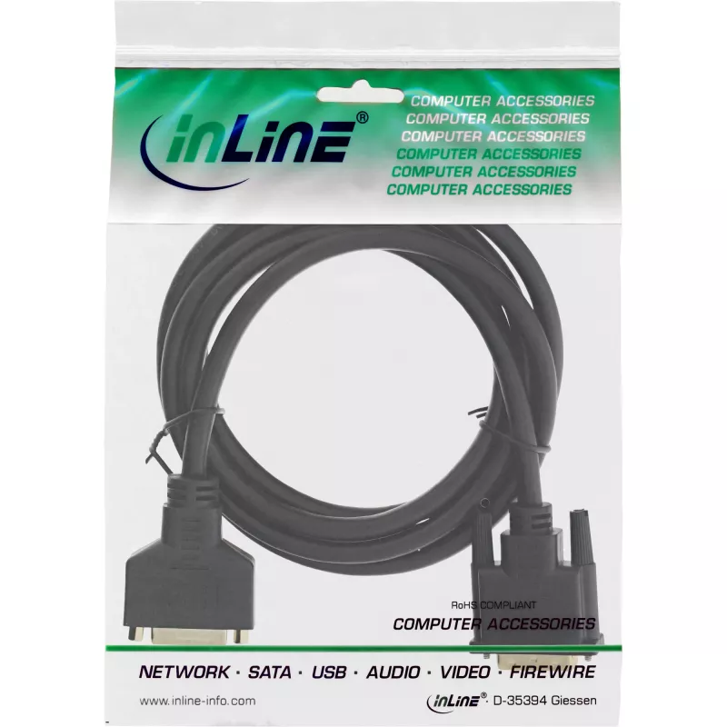 DVI-D-kaapeli Premium 24+1 pistoke-liitäntä Dual Link kullattu 3m InLine 17763P