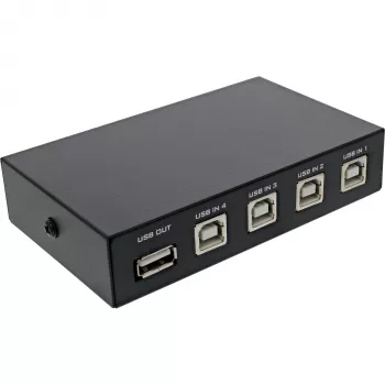 InLine USB 2.0 -kytkin manuaalinen USB-A-laite 4 tietokoneeseen kaapelilla